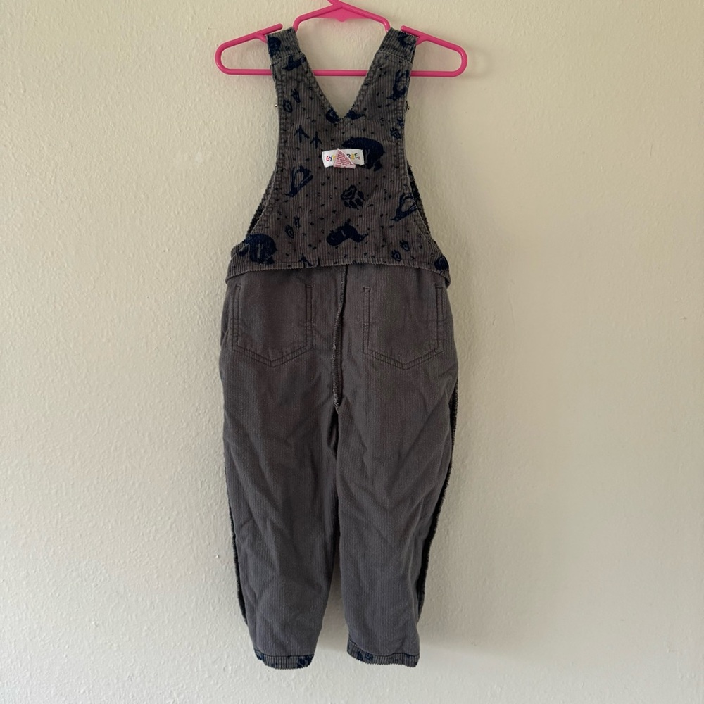 Gymboree Corduroy Overalls Size Small Vintage Gray Bear Toddler Adjustable - Picture 10 of 15